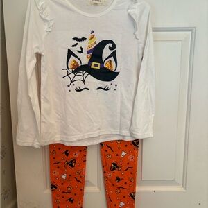 Halloween Witch Cat outfit  Kids - White and Orange size 8